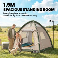 Outsunny Inflatable Camping Tent with Rainfly, 3 Man Air Tent 3000mm Waterproof Blow Up Tents, Beige(m-5)