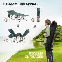Outsunny Campingbed, campingbed, opvouwbaar, weerbestendig, incl. Draagtas, 190 cm x 68 cm x 52 cm, groen+beige(m-4)