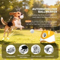 PawHut Automatische ballenwerper interactieve ballenwerpmachine met 3 ballen 3 afstanden 6 m/10 m/14 m voor kleine en middelgrote honden(m-4)