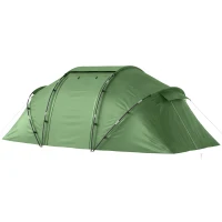Outsunny Tunnelzelt für 4 Personen, Campingzelt mit Tür, Bodenplane, 2000mm wasserdicht Grün(m-11)