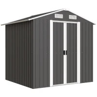 Outsunny Șopron de Grădină, 2 Uși Glisante Blocabile, Oțel Zincat, 2,6 m², Negru(m-1)