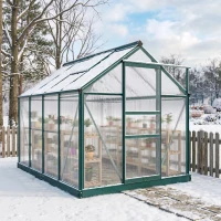 Outsunny kas met polycarbonaat behuizing en dakklep, 190x 252 x 201 cm(m-8)