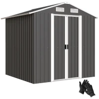 Outsunny Șopron de Grădină, 2 Uși Glisante Blocabile, Oțel Zincat, 2,6 m², Negru(m-11)