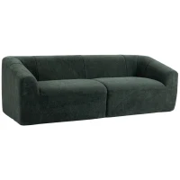 HOMCOM 3-Sitzer Sofa ohne Rahmen mit breiter Sitzfläche, dicker Polsterung, in Chenille, Dunkelgrün(m-7)