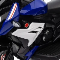 HOMCOM Elektrische kindermotorfiets, verlichting & geluiden, 3 km/u, oplaadbaar, kunststof & metaal, Blauw/Wit(m-12)