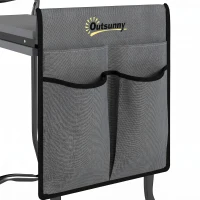 Outsunny Tabouret de Jardin Pliable 2 en 1, Coussin en Mousse EVA et 4 Poches à Outils Amovible, Charge 150kg, 58x28x49cm, Gris(m-11)