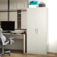 HOMCOM Archivador con Llave Estantes Ajustable Armario Archivador Metálico para Oficina Estudio Salón 80x40x180 cm Blanco(m-8)
