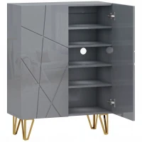 HOMCOM Narrow Shoe Storage Cabinet with Soft-Close Hinges and Adjustable Shelves for 15-20 Pairs of Shoes, Grey(m-1)