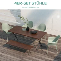 Outsunny 4-delige set tuinstoelen, buitenstoelen, tuinstoel, modern design, 59 cm x 55 cm x 84 cm, groen(m-4)