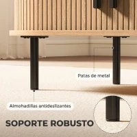 HOMCOM Mesa de Centro con Puertas de Tambor Deslizantes Mesa de Café Ovalada con Almacenamiento Oculto 100x55x40 cm Natural(m-7)