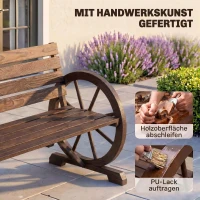 Outsunny tuinbank, ontwerp met wagenwiel, voor 2 personen, natuurlijk hout, donkerbruin, 105,5 x 56 x 79 cm(m-5)