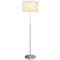 HOMCOM Staande Lamp met Afstandsbediening, Hoogte Verstelbaar, Stoffen Kap, Metalen Standaard, Aanpasbare Helderheid, Voetschakelaar, Beige(m-14)