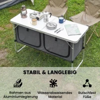 Outsunny Campingkeuken opvouwbaar Campingkast met aluminium frame opbergruimte werkblad voor camping en reizen zilver(m-6)
