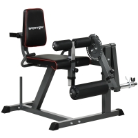 SPORTNOW Máquina de Extensión y Curl de Piernas Ajustable con Carga de Placas para Entrenamiento de Cadera Muslos en Gimnasio