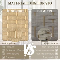 HOMCOM Paravento Divisorio da Interni Pieghevole a 6 Ante Intrecciato, 240x170 cm, Beige(m-4)