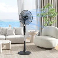 HOMCOM Staande ventilator stil met afstandsbediening, 3 modi, 28 snelheden, muggenwering & zwenkfunctie, Zwart(m-2)