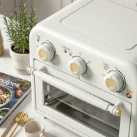 HOMCOM Air Fryer Toaster Oven, Convection Countertop Oven, with Adjustable Temperature and Timer, 12 L, Cream White(m-10)