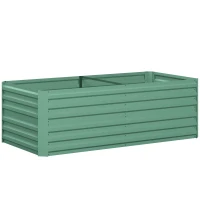 Outsunny Raised Beds for Garden, Galvanised Steel Outdoor Planters with Multi-reinforced Rods, 180 x 90 x 59 cm, Light Green(m-1)