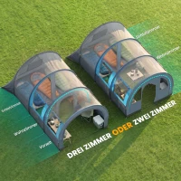 Outsunny Campingzelt bis 3 Pers., Familienzelt, separate Bereiche, wasserdicht, Grau/Blau(m-4)