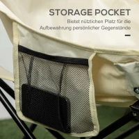 Outsunny Campingstoel, opvouwbaar, stalen frame, stofzitting, draagtas, Wit(m-5)