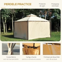 Outsunny Gazebo de Grădină 3x3m cu 4 Perdele Laterale și Acoperiș Dublu Bej(m-18)