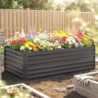 Outsunny Raised Beds for Garden, Galvanised Steel Outdoor Planters with Multi-reinforced Rods, 180 x 90 x 59 cm, Dark Grey(m-8)