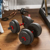 HOMCOM 2 in 1 Hanteln Set 15 kg verstellbare Kurzhantel & Langhantel professionell Dumbbell Krafttraining Schwarz(m-10)