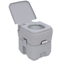 HOMCOM Campingtoilet, 20 L Mobiel WC, Campingtoilet met spoel- en afvoertank, 35,5 x 41 x 42,5 cm, plastic, grijs