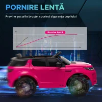 AIYAPLAY Mașină Electrică Copii cu Licență Land Rover Discovery, cu Faruri, Claxon și Centură, din Plastic și Metal, 106x65,5x51 cm, Roz(m-6)
