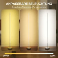HOMCOM LED Staande Lamp met Instelbare Kleurtemperatuur voor Woonkamer, Slaapkamer, Kantoor, 20 x 20 x 150 cm(m-4)