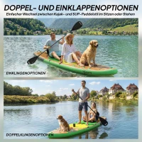 Outsunny Stand Up Paddling Board Set Aufblasbar 335cm SUP Board mit Kajak Sitz, Verstellbares Doppel-Paddel Fußschlaufe(m-5)