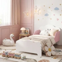 AIYAPLAY Letto Montessori per Bambini 3-6 Anni in Legno con Bordi Rialzati e Stampe Carine, per Cameretta, Rosa(m-9)
