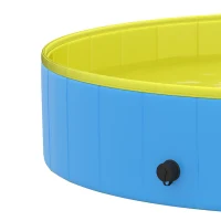 PawHut Foldable Dog Pool for Puppies and Ducks Dog Paddling Pool Bath Tub, Blue, 140 x 30cm(m-13)