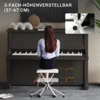 HOMCOM Klavierhocker Höhenverstellbare Klappbare X-förmige Klavierbank mit Kunstleder Kissen 39 x 29 x 37-47 cm Weiß(m-5)