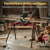HOMCOM Universeller Gehrungssägenständer mit ausziehbaren Rollen und Stützarme, tragbarer Sägeständer mit klappbaren Beinen(m-5)