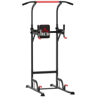HOMCOM Power Tower höhenverstellbar Dip Station mit Klimmzugstange Saugnäpfe, Gepolstert Trainingsgerät für Zuhause