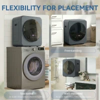 HOMCOM Vented Tumble Dryer, 4 kg Front Tumble Dryer with Stainless Steel Tub, 800W Compact Freestanding Grey(m-8)