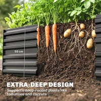 Outsunny Raised Beds for Garden, Galvanised Steel Outdoor Planters with Multi-reinforced Rods, 180 x 90 x 59 cm, Dark Grey(m-4)