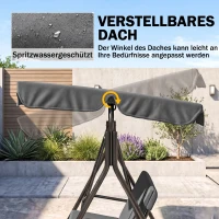 Outsunny Hollywoodschommel, Tuinschommel, 3-zits Schommelbank met Dak, Staal, 172 x 110 x 153 cm, Grijs(m-4)