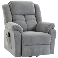 HOMCOM Fauteuil met opstahulp, massagefunctie en lendenverwarming, recliner met afstandsbedieningen en zijvakken, lichtgrijs(m-14)