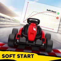 AIYAPLAY 24V Electric Go Kart, Drift Kart with Adjustable Seat, Slow Start, 5-Point Harness, Music, for 6-12 Years, Red(m-8)