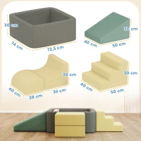 AIYAPLAY Juego de 7 Bloques de Espuma para Niños con Fundas de Pana Lavables para Escalar y Gatear Multicolor(m-3)