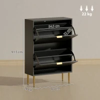 HOMCOM Elegant Two-Drawer Shoe Cabinet - Black(m-3)