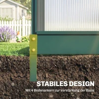 Outsunny kas met polycarbonaat behuizing en dakklep, 190x 252 x 201 cm(m-6)