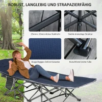 Outsunny Opvouwbaar Campingbed met Kussen, Donkerblauw, 188 x 64,5 x 53 cm(m-5)