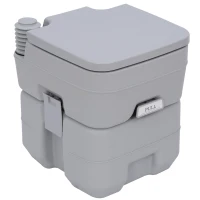 HOMCOM Campingtoilet, 20 L Mobiel WC, Campingtoilet met spoel- en afvoertank, 35,5 x 41 x 42,5 cm, plastic, grijs(m-14)
