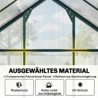 Outsunny kas met polycarbonaat behuizing en dakklep, 190x 252 x 201 cm(m-5)