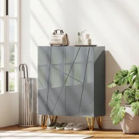 HOMCOM Narrow Shoe Storage Cabinet with Soft-Close Hinges and Adjustable Shelves for 15-20 Pairs of Shoes, Grey(m-14)