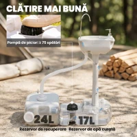 Outsunny Chiuveta Portabila de Camping cu 2 roti, Rezervor de Apa de 17 litri, Rezervor de Sapun(m-4)