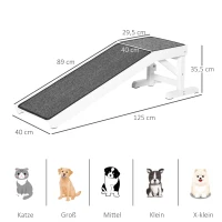PawHut oprit voor huisdieren met antislip tapijt 125 cm x 40 cm x 35,5 cm(m-3)